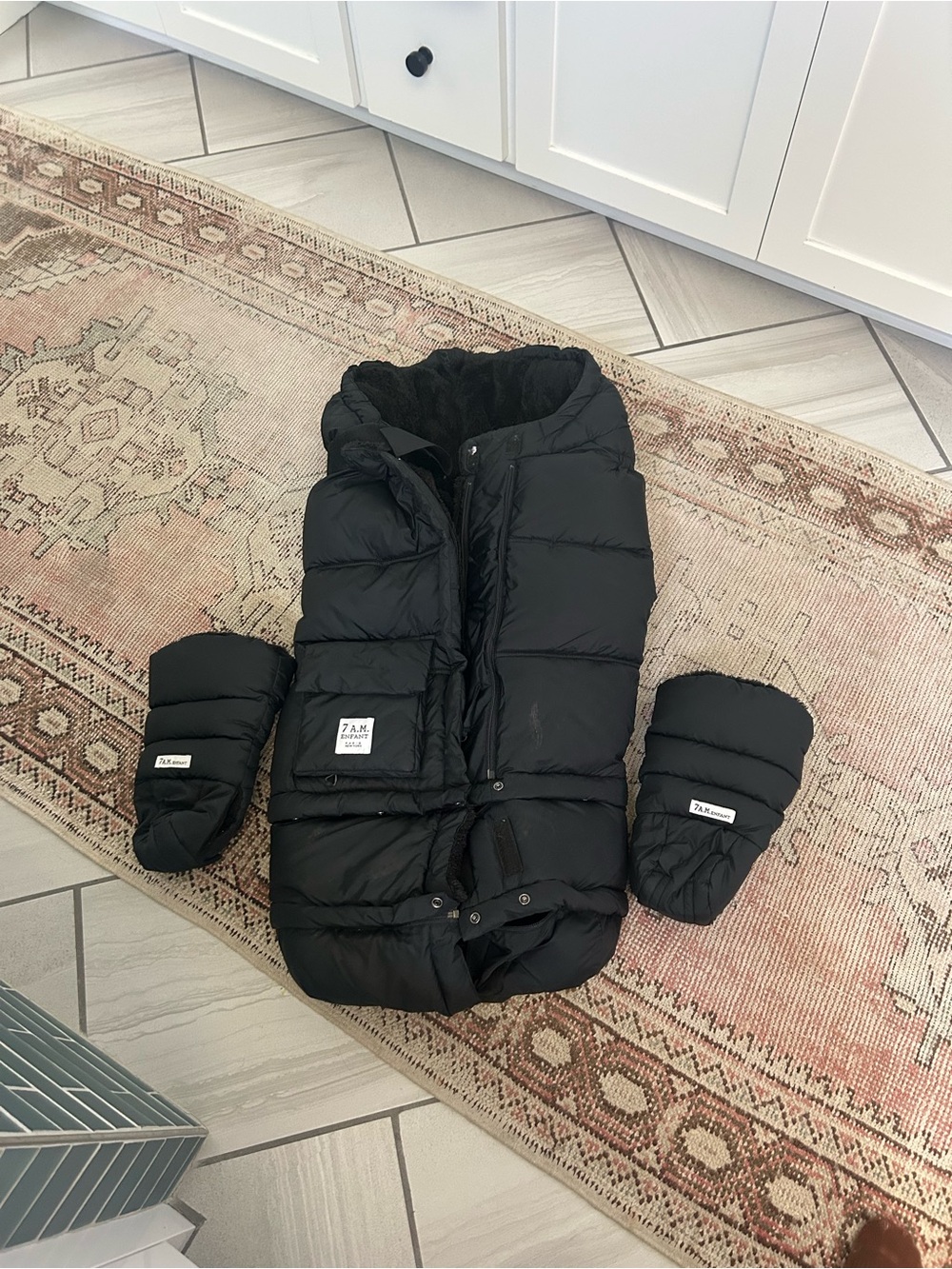 7 A.M. Enfant Black Puffer Stroller Footmuff Panel